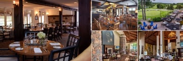 Deerhurst Resort, (clockwise from left): Antler Steakhouse, Maple Pub Dining, Maple Pub Patio, Compass Bar and Compass Grill and Bar Dining 