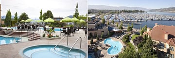 Outdoor Pool and Aerial View of the Outdoor Pool and Terrace at Delta Grand Okanagan Resort