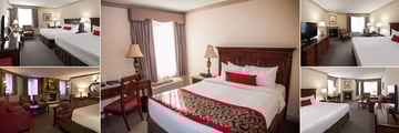 Royal Canadian Lodge, (clockwise from top left): Double Queen Guest Room, Queen Guest Room, Premier King Guest Room, Junior King Suite and Executive King Suite 