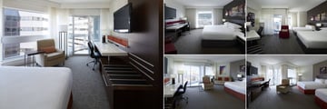 Delta Montreal, (clockwise from left): King Room, Club Floor King Room, Club Floor Double Queen Room, Deluxe Double Queen and Deluxe King