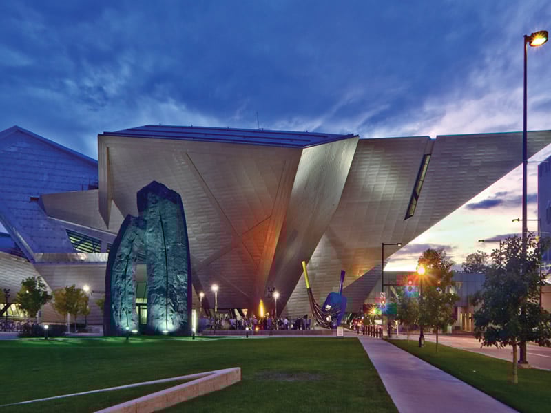 Denver Art Museum at sunset
