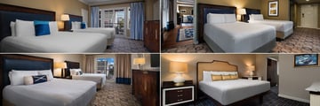 Disney's Yacht & Beach Club Resorts, Club Level Yacht Club Rooms (clockwise from top left): Admiral Suite, Captains Deck Suite, Turret Suite and Presidential Suite