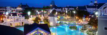 Exterior at Night at Disney's Yacht & Beach Club Resorts