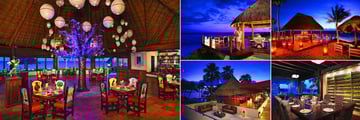 Dreams Puerto Aventuras Resort & Spa, (clockwise from left): El Patio Mexican Cuisine, Romantic Dinner, Barracuda Bar, Wine Cellar and Gohan Sushi Lounge 