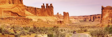 Driving through Arches National Park, Utah