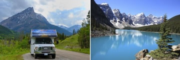 Driving through Alberta & Rocky Mountain vistas from Moraine Lake in Banff