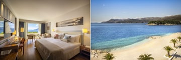 Premium Double and the beach at Dubrovnik President Valamar Collection Hotel