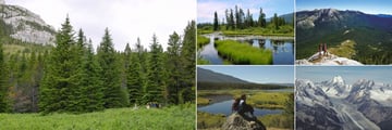 Echo Valley Ranch & Spa, (clockwise from left): Forest Hikes and Rides, Trip to Grasslands, Hiking, Glacier Views and Exhilarating Hikes