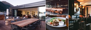 Eichardt’s Private Hotel, (clockwise from left): Penthouse Dining Area, The Grille Restaurant, Eichardt's Bar, Grilled Steak Dish and Eichardt's Dining