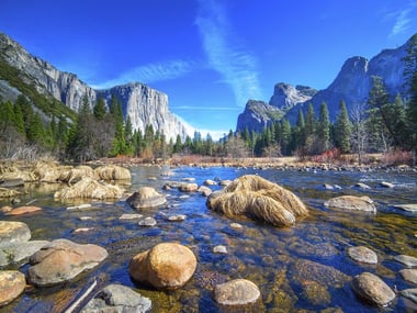 El Capitan, Half Dome and Merced River, Yosemite