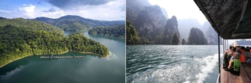 Elephant Hills, Khao Sok, Aerial View of Floating Rainforest Camp and Boat Cruise