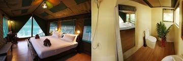 Elephant Hills, Khao Sok, Rainforest Camp Luxury Tent and Bathroom