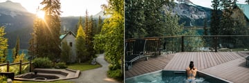 Emerald Lake Lodge fire pit and hot tub