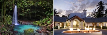 UNESCO site Emerald Pool in Dominica and Mango Bay Hotel