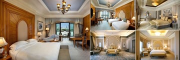 Emirates Palace, (clockwise from left): Diamond Room, Coral Room, Khaleej Deluxe Suite, Khaleej Suite and Two Bedroom Palace Suite