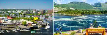 Granville Island (left), and Skookumchuck Rapids (right)