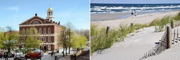 Faneuil Market in Boston, and Cape Cod beach