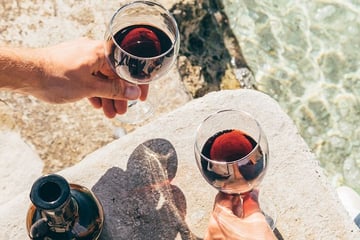 Enjoying wine by the coast in Croatia