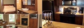 Les Suites de Tremblant - Ermitage du Lac, Suite Bedroom, Kitchen and Living Area