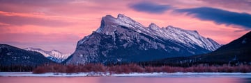 Sunset over a lake in Banff National Park