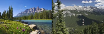 Bow River (left), and gondola rides up Sulphur Mountain (right)