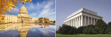 Capitol and Lincoln memorial in Washington DC