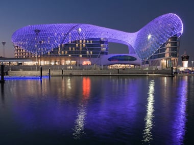 Exterior view of Viceroy Abu Dhabi at night