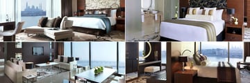 Fairmont Bab Al Bahr, (clockwise from top left): Fairmont View Room, Fairmont Gold Premium Suite, Fairmont Gold View Suite and Fairmont Gold Signature Suite