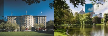 Hotel Exterior and Boston Public Gardens at Fairmont Copley Plaza