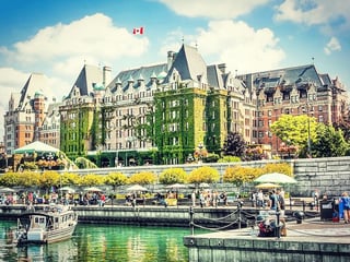 Fairmont Empress by the waters of Inner Harbour, Victoria