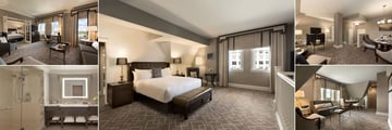 Fairmont Hotel MacDonald, (clockwise from top left): Fairmont Gold Suites - Lois Hole Suite, Sir Winston Churchill Suite King, Edward VIII Suite, King George VI Suite and Suite Bathroom