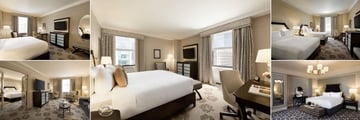 Fairmont Hotel Vancouver, (clockwise from top left): Fairmont King Room, Deluxe Corner Room, Fairmont Two Queen Room, Morningside Suite and One Bedroom King Suite