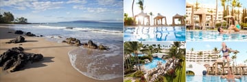 Fairmont Kea Lani Maui, (clockwise from left): Beach, Lower Lagoon Pool, Pool, Family Pool and Aerial of Upper Pool 