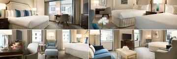 Fairmont Olympic, (clockwise from top left): Fairmont Room, Double-Double Room, Corner Suite and Deluxe Corner King Room