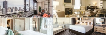 Fairmont San Francisco, (clockwise from top left): Buckingham Suite Balcony, Cambridge Suite, Diplomat Suite and Napoleon Suite