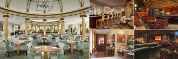 Fairmont San Francisco, (clockwise from left): Laurel Court Restaurant and Bar, Laurel Court Restaurant and Bar, Hurricane Bar, The Tonga Room and Cafe Cento
