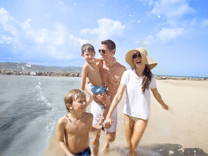 family fun on the beach in St Lucia