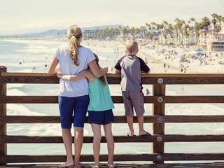Family looking across to Venice Beach