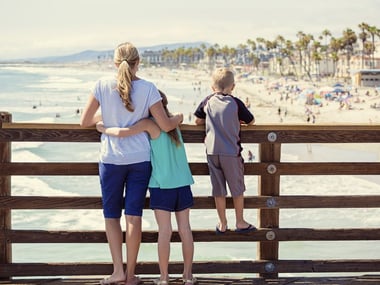 Family looking across to Venice Beach
