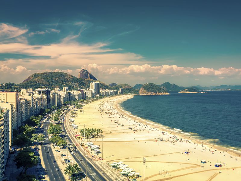 Famous Copacabana Beach in Rio de Janeiro, Brazil