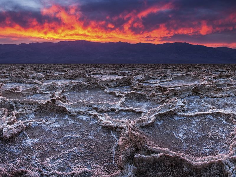 Fiery sunset in Death Valley, California