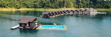 Floating bungalows on a lake in Khao Sok National Park