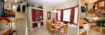 4 Calabay Parc, (clockwise from top left): Living Room, Dining Room, Living Room, Kitchen and Bathroom
