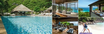Four Seasons Resort Seychelles, Pool, Spa Relaxation Room, Spa Couples Treatment Room, Yoga and Surfing and Fitness Centre
