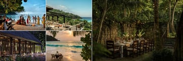 Four Seasons Resort Seychelles, Private Beach Party, Jez Restaurant, Private Dinner at the Foumba, Private Beach Dinner and Kannel Restaurant