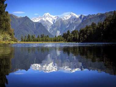 Franz Josef Glacier from Lake Matheson