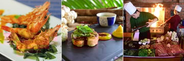 Furama Resort, Cafe Indochine Prawn Dish, Danaksara Salmon Dish and The Fan Chef