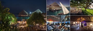 Diamonds La Gemma dell'Est, (clockwise from left): The Beach Grill, Sea Breeze Restaurant, Pavilion Restaurant and Terra E Mare Restaurant and Bar