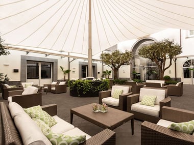 Garden area with furniture under a cover