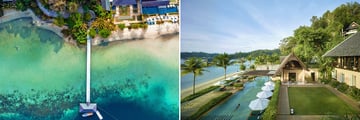 Aerial view and pool at Gaya Island Resort